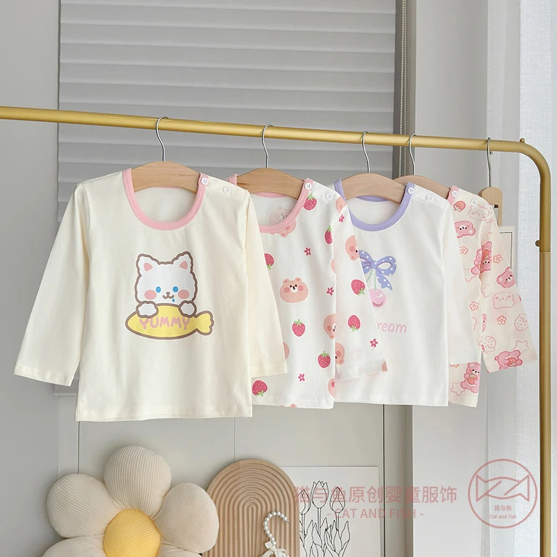 女童长袖T恤春秋纯棉外穿上衣男宝宝小童打底衫睡衣儿童婴儿秋衣