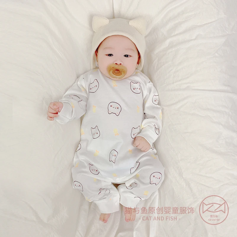 婴儿衣服男童女童长袖哈衣宝宝新生儿秋季爬服连体衣小童纯棉睡衣