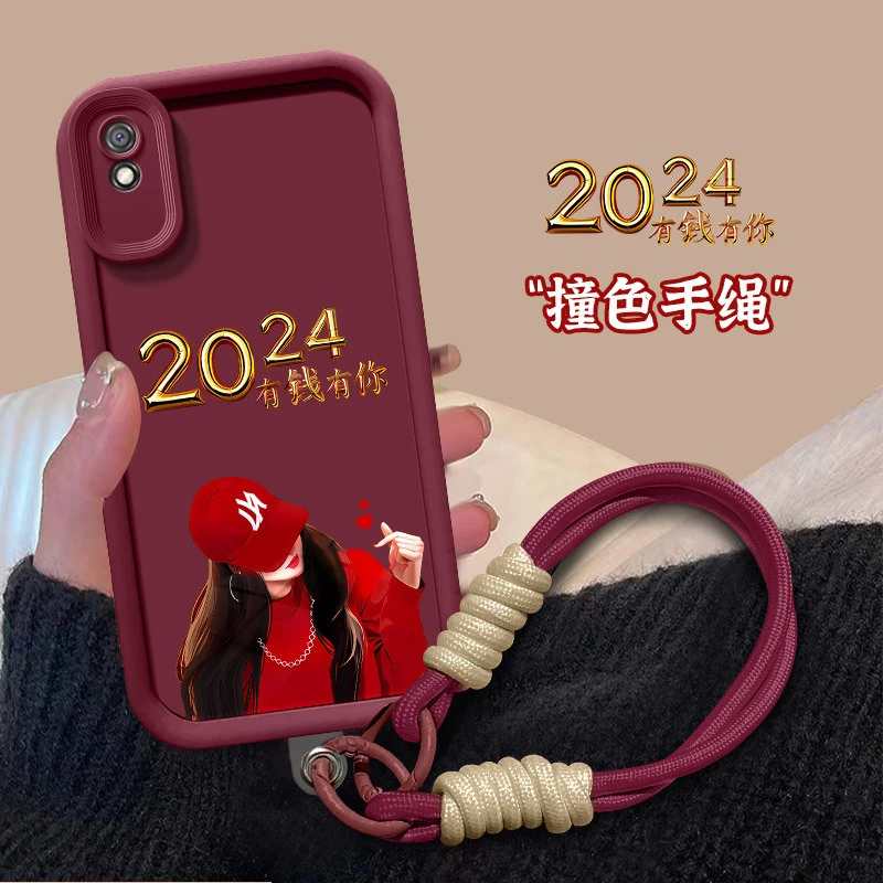 红米9A手机壳2024新年款M2006C3LC网红文字女简约防摔软壳保护套a