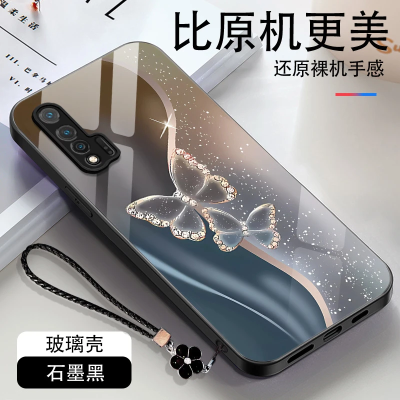 华为nova6手机壳琉金蝴蝶WLZ-AN00轻奢高质感5G钢化玻璃套网红女