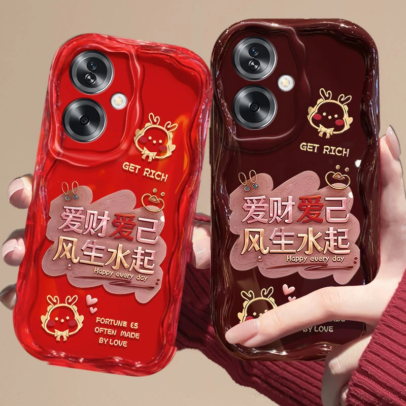 OPPOA2手机壳爱财爱己文字PJB110防摔保护套网红新年款奶油纹软壳