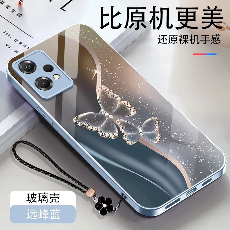 OPPOK10X手机壳PGGM10网红轻奢琉金蝴蝶软边硬壳钢化玻璃保护套女