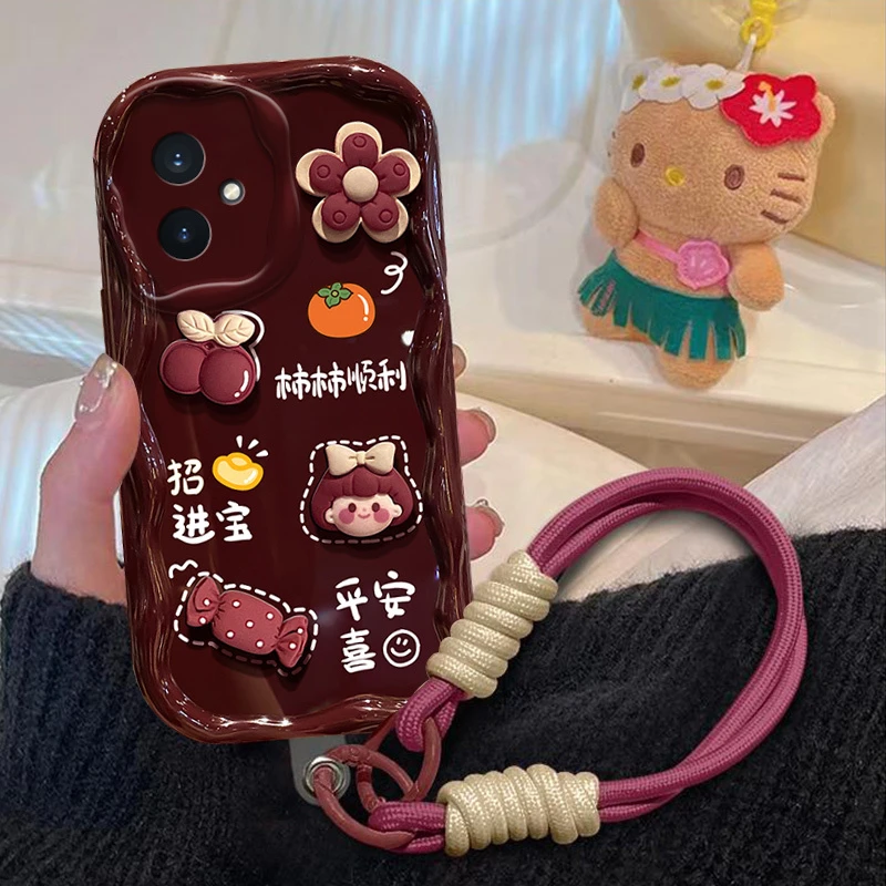 华为荣耀100手机壳立体公仔MAA-AN00防摔保护套软壳新年款酒红色a