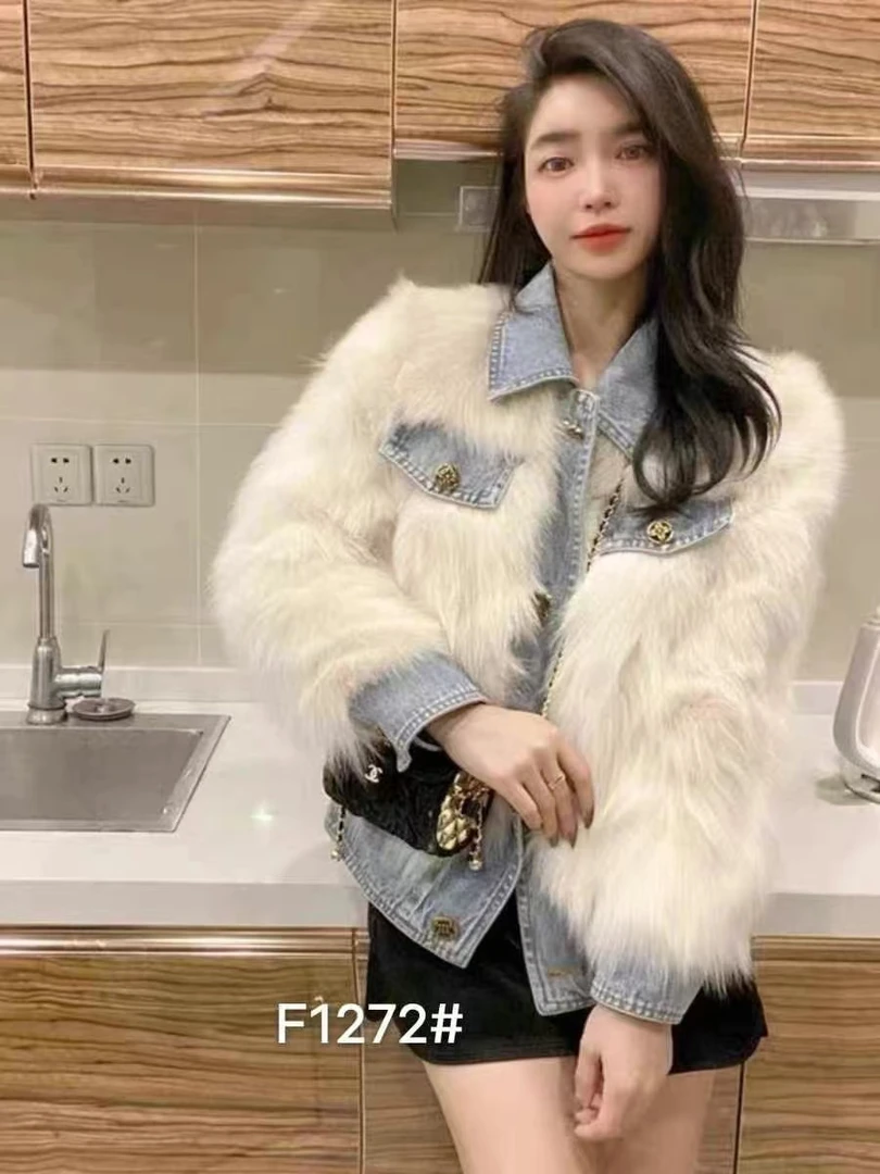 2024冬温柔甜美百搭洋气小香风机车气质时尚加绒短外套皮毛一体