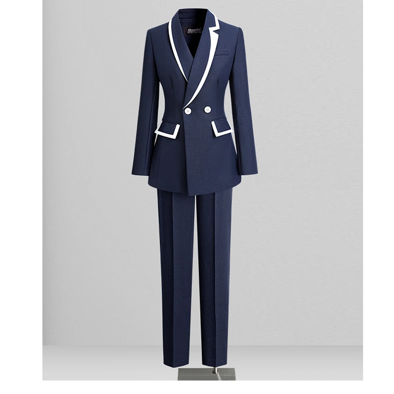 G职业西装套装女2024新款气质通勤正装工作服拼接撞色外套X5069