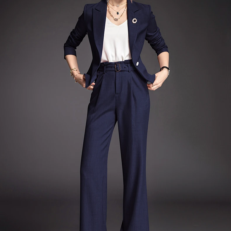 X20630高端职业套装女新款商务正装休闲直筒裤宽松OL西装工作服R