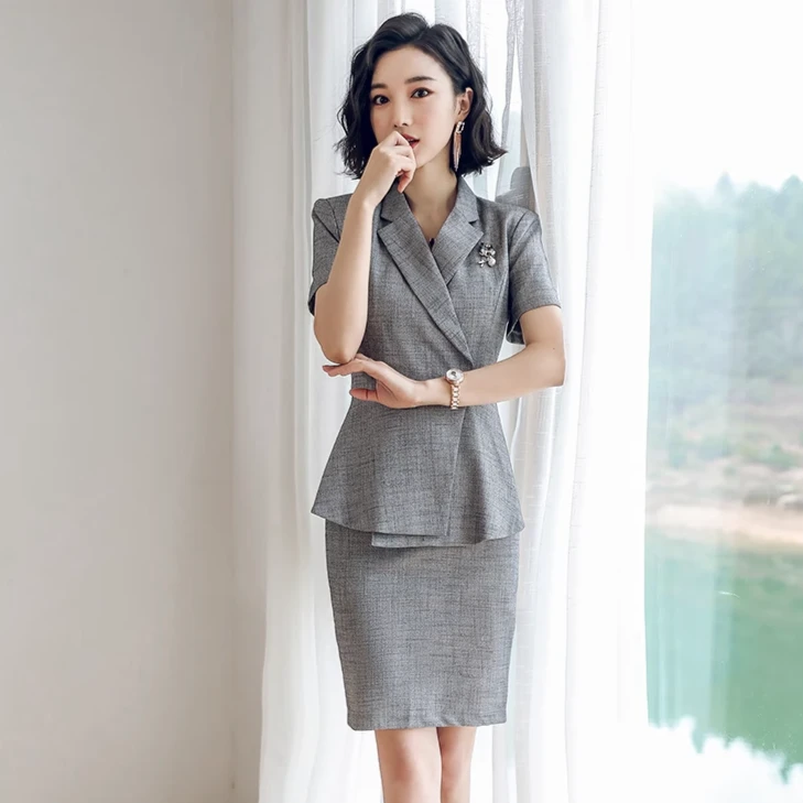 Z新款职业套装女夏西装套装职业装正工作服C190134
