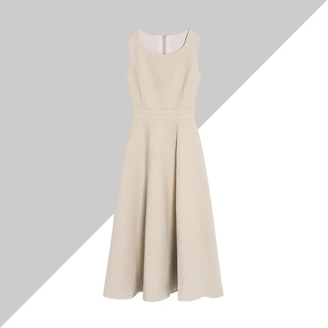 Q738背带连衣裙女秋冬新款毛呢背心裙高端法式复古赫本风裙子Z