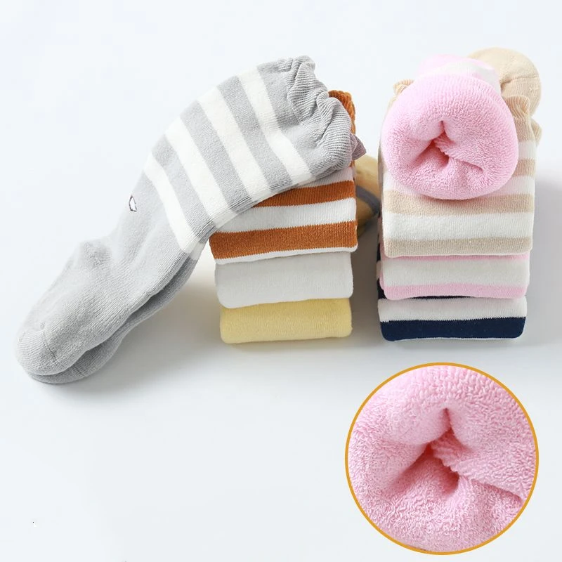 3双装宝宝袜子冬季加厚过膝0-1-3岁婴幼儿童高筒保暖长筒松口不勒