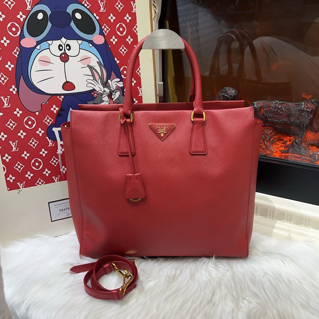 95新 Prada/普拉达 普拉达红手提单肩包 a5423