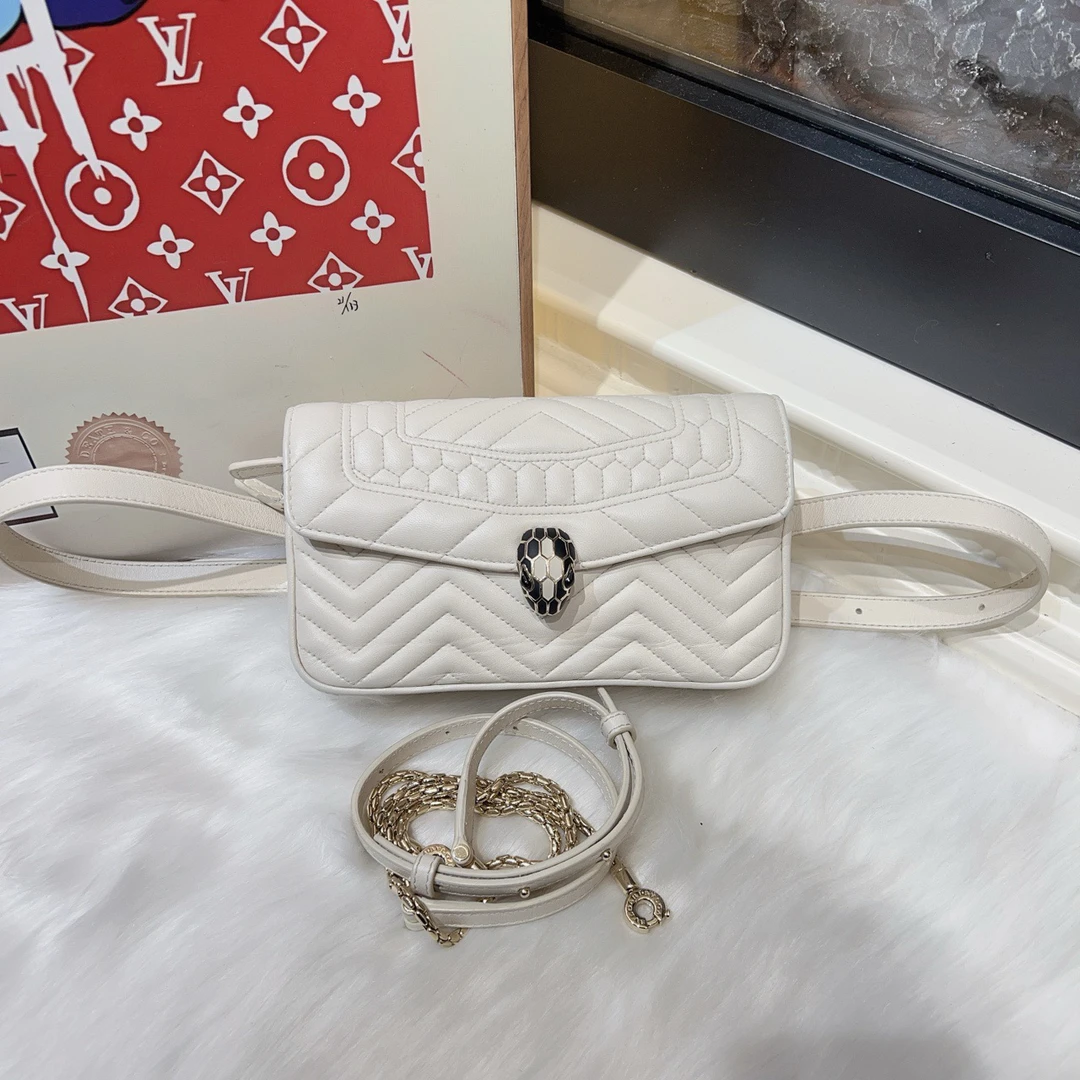 95新 BVLGARI/宝格丽 宝格丽蛇头单肩包腰包两用 gk396