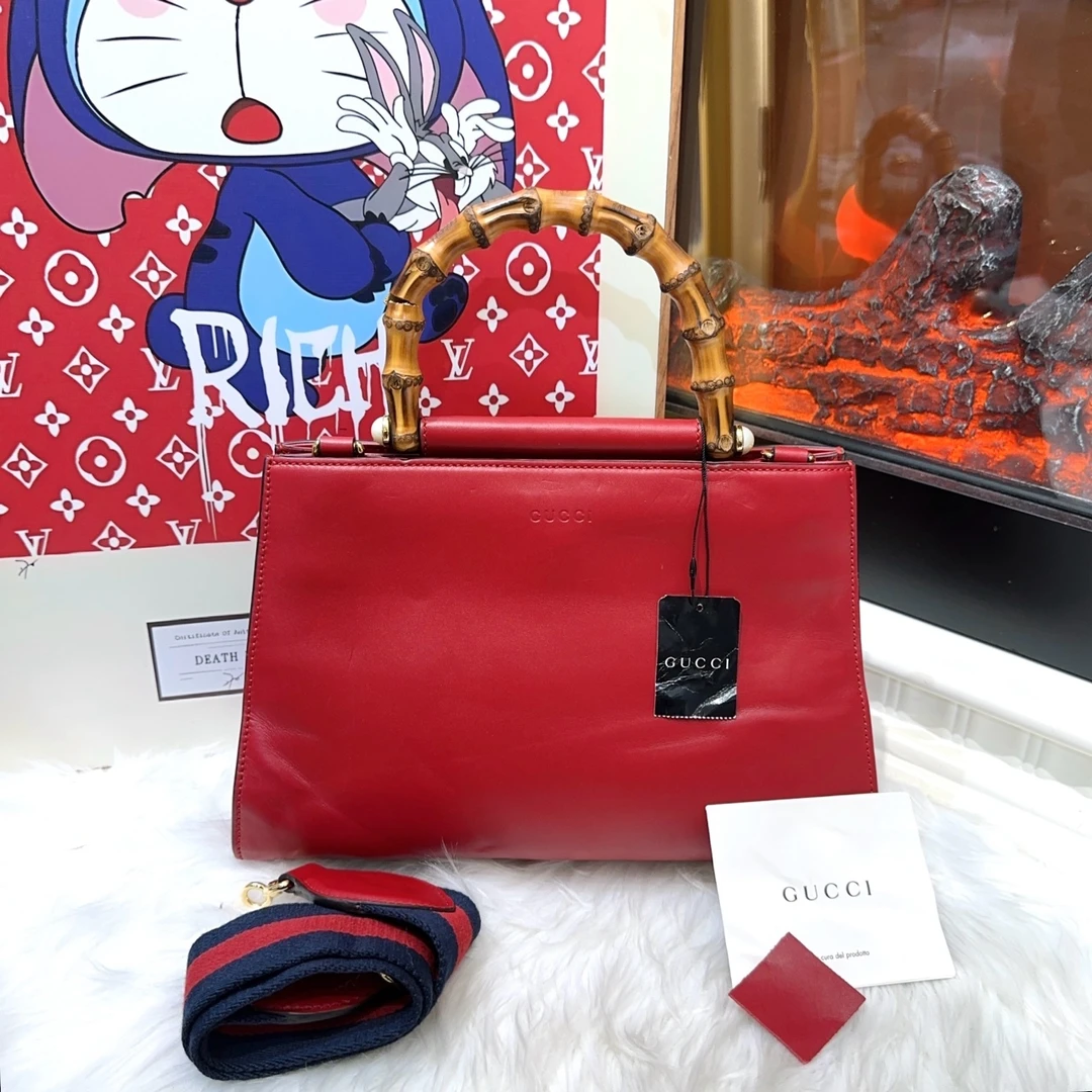 95新 GUCCI/古驰 gucci古驰竹节珍珠手提包 a5261