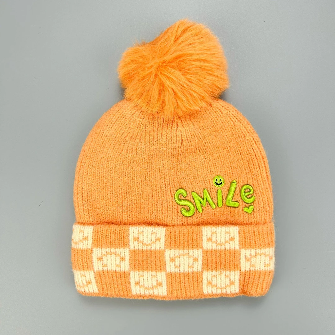 7757儿童帽子秋冬季男童女童2024新款毛线帽宝宝冬天可爱时尚帽子