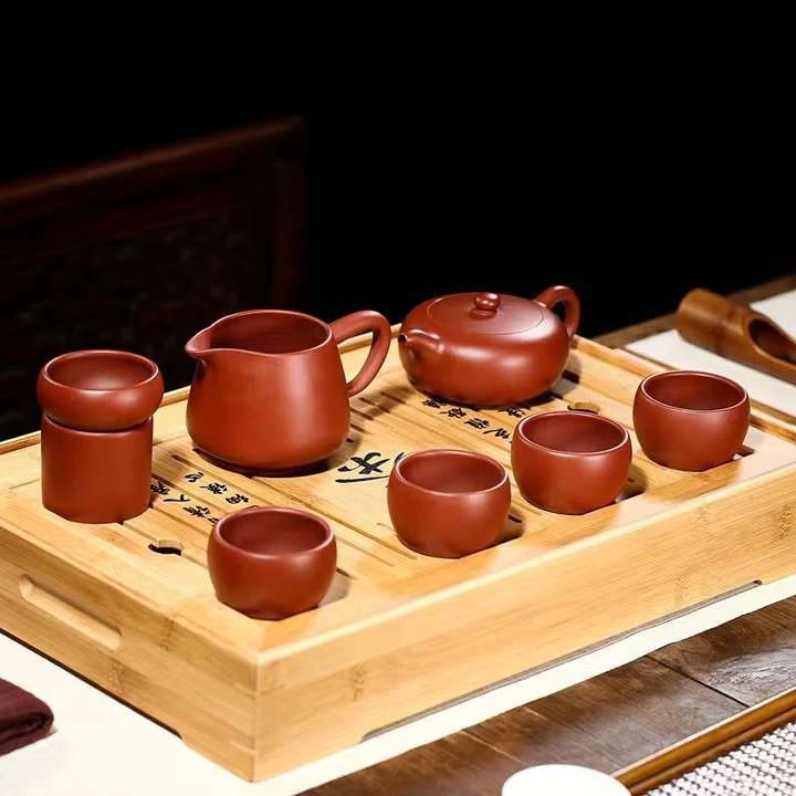 宜兴原矿紫砂壶扁玉壶手工功夫茶具泡茶壶茶具大红袍套装壶