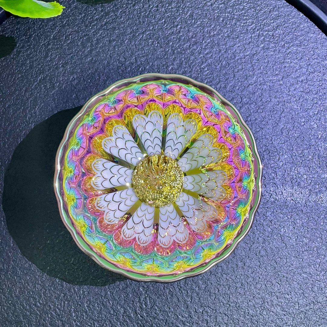 【七彩龙王盏】高端主人杯家用古典陶瓷手工拉胚无礼盒@