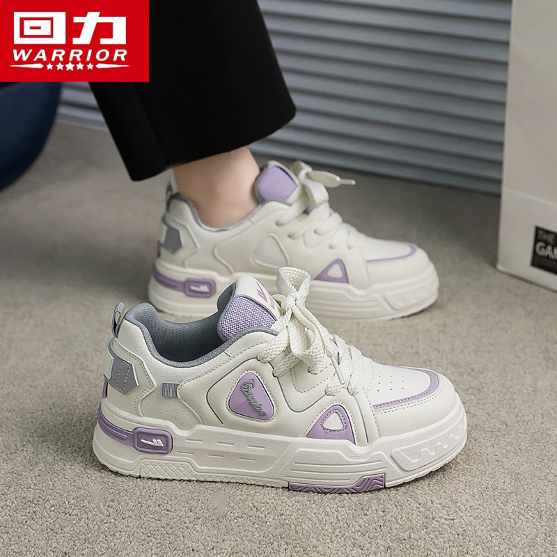 回力女鞋秋季2024新款百搭厚底板鞋学生休闲小白增高小众设计潮鞋