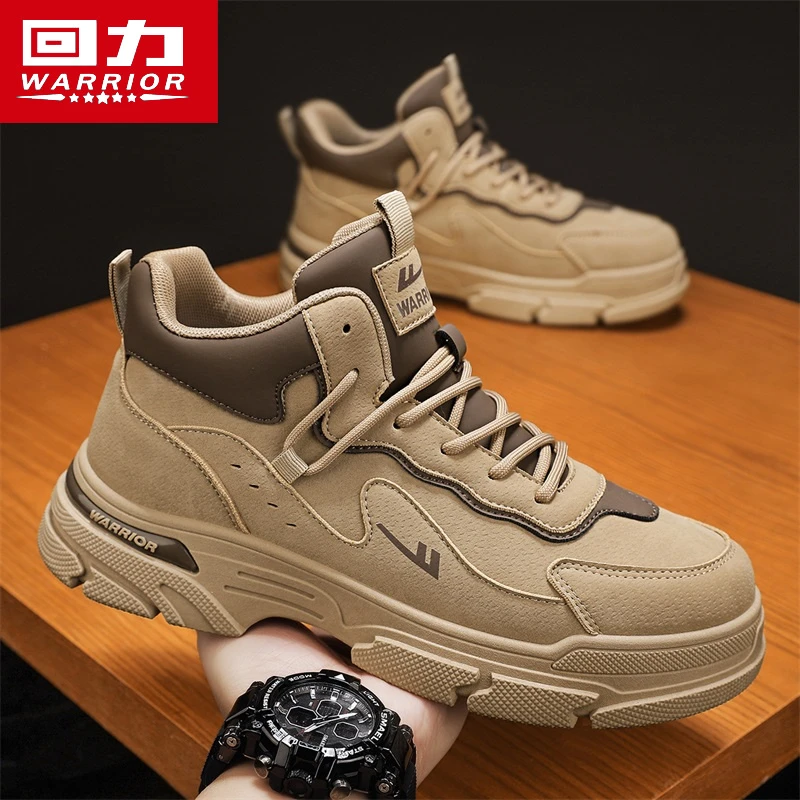 回力男鞋马丁靴秋季2024新款高帮英伦大黄靴户外登山厚底沙漠工装