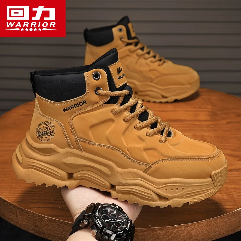 回力男鞋马丁靴雪地靴冬季加绒保暖小棉鞋厚底工装防滑休闲大黄靴