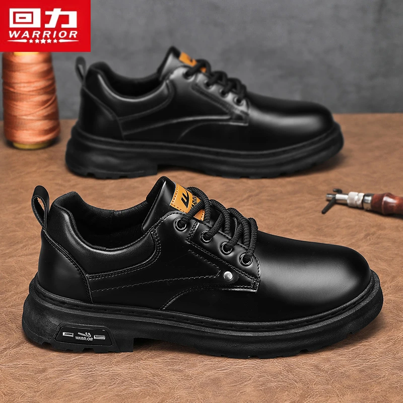 回力大头皮鞋男秋季2024新款黑色英伦风商务正装结婚厚底休闲潮鞋