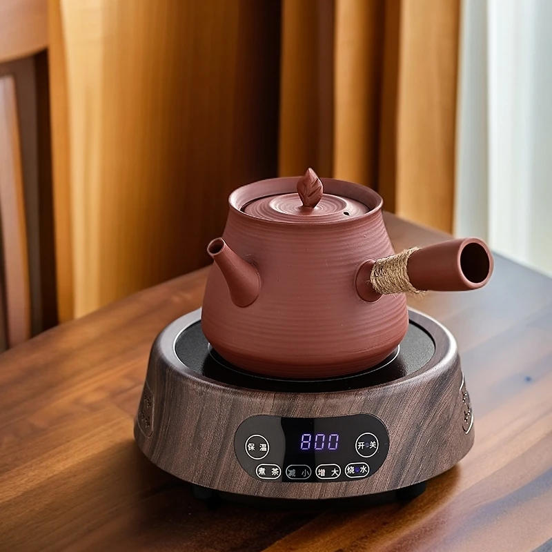 潮州薄胎红泥砂铫壶电热炉手工侧把煮茶器功夫家用烧水电陶炉套装