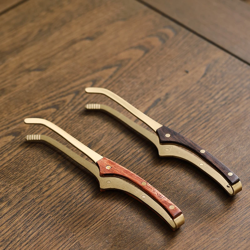 竹制镊子铜茶道夹夹茶洗茶杯夹防滑茶用夹泡茶夹工具功夫茶具配件