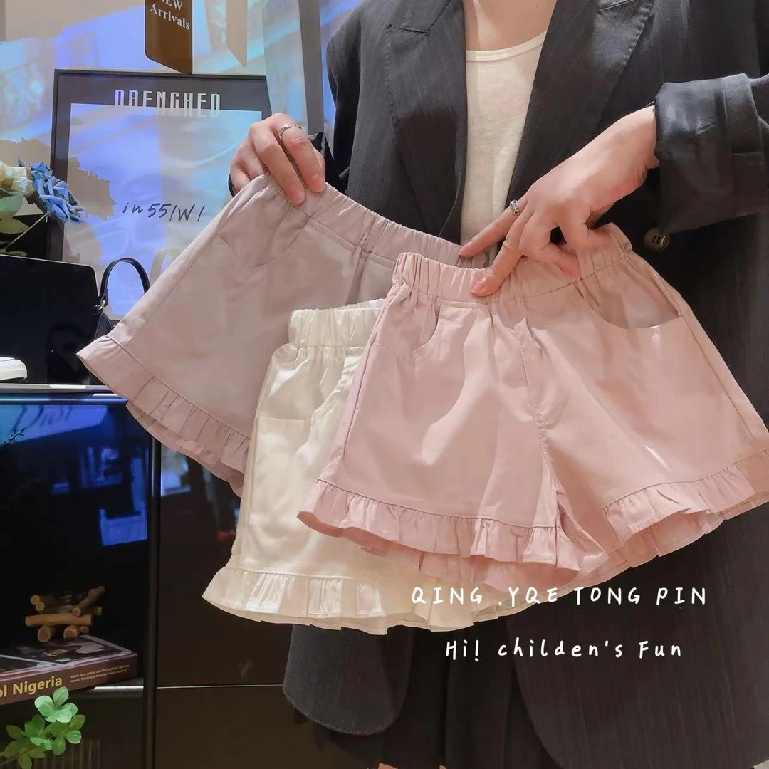 女童洋气木耳边纯色韩版百搭时尚短裤2024夏季AF新款AF246