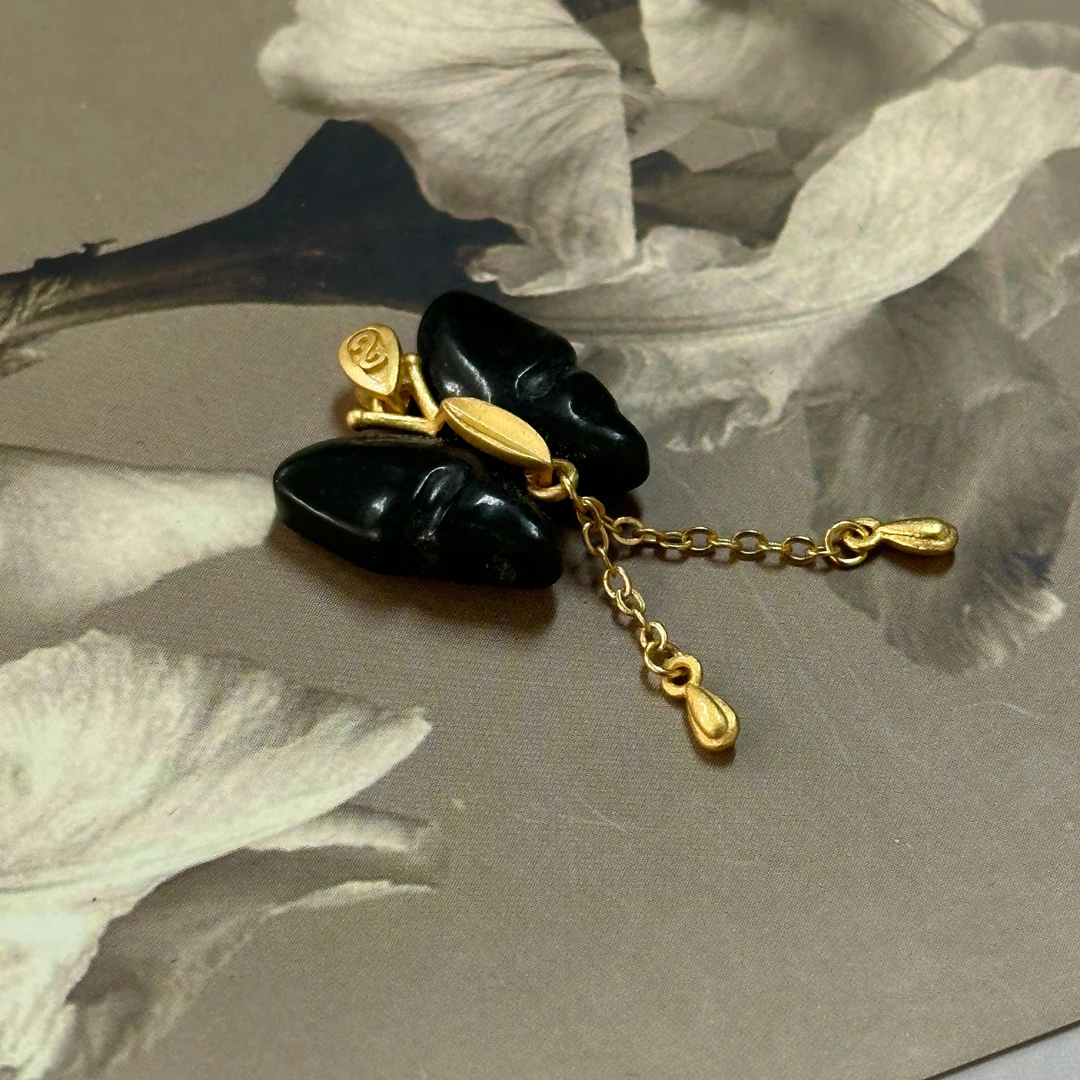 非金属莫桑石吊坠 SS620   蝴蝶流苏百搭吊坠