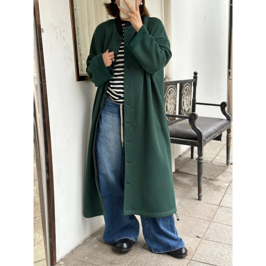 ZM2060    秋冬加绒加厚中长款简约百搭长袖外套