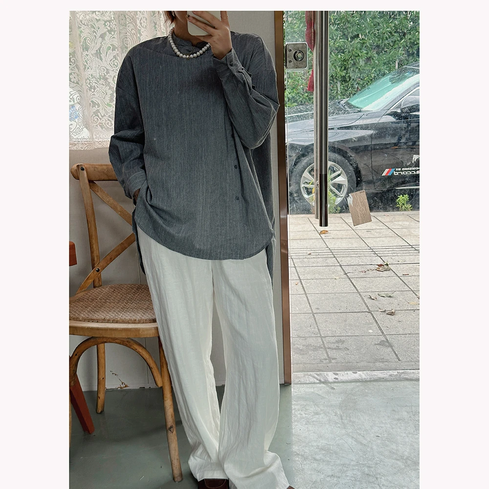 ZR033  秋季新款纯色女士休闲长袖衬衫女