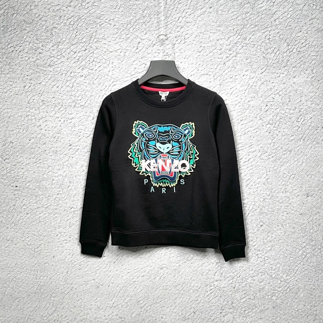 【福利款】KENZO 肯佐 黑色经典虎头Logo套头长袖卫衣/XS