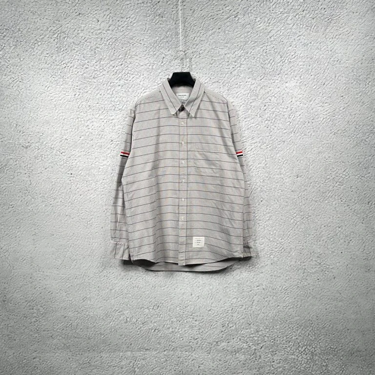 99新 Thom Brown 汤姆布朗 灰色细格纹双袖标衬衫 尺码:5码