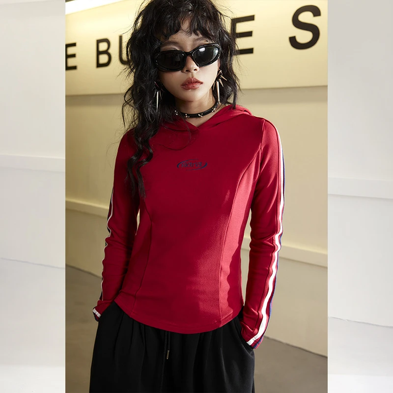 潮牌连帽长袖打底衫秋冬新款运动舒适修身显瘦保暖Q40369