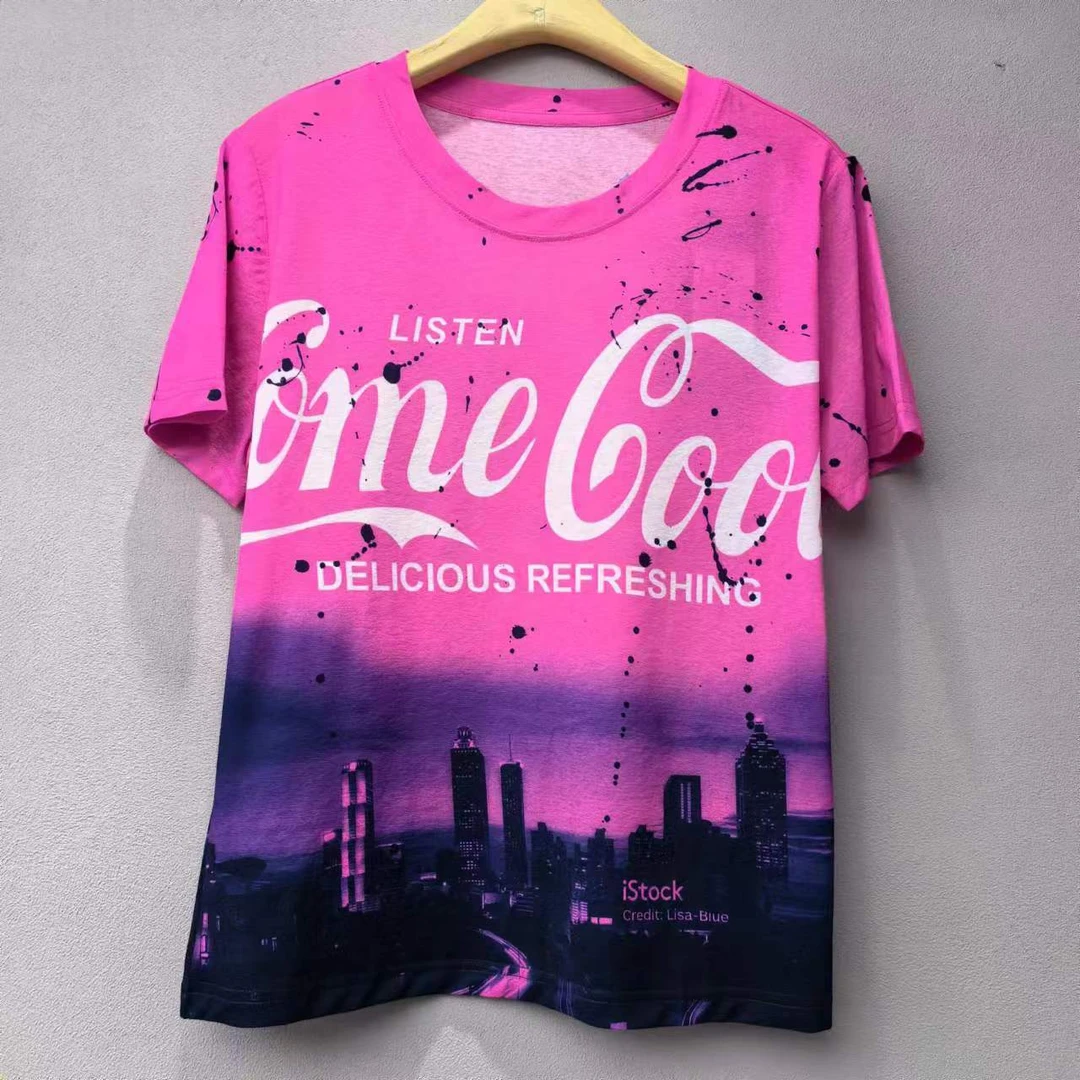 扎哈短袖女装上衣时尚女士半袖印花圆领x40824