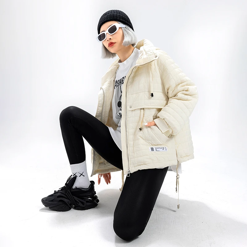 潮牌连帽轻薄羽绒服小香风秋冬女装套D21050