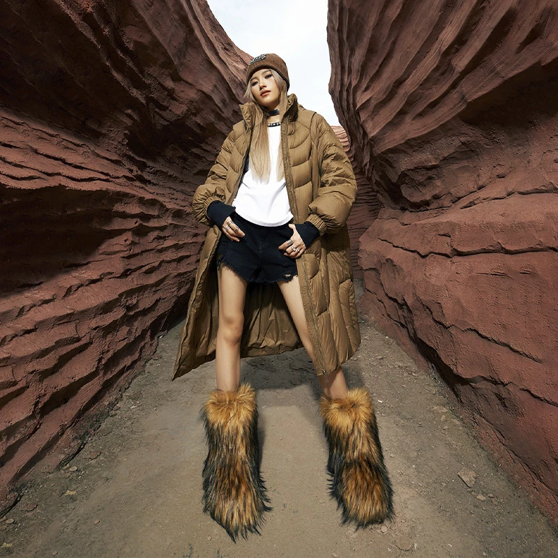 长款羽绒服羽绒服户外连帽宽松中长款加厚保暖D30719