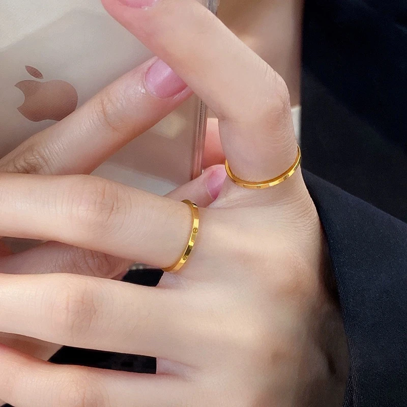 钛钢戒指 简约个性细款符号戒指小众轻奢高级感素圈A503