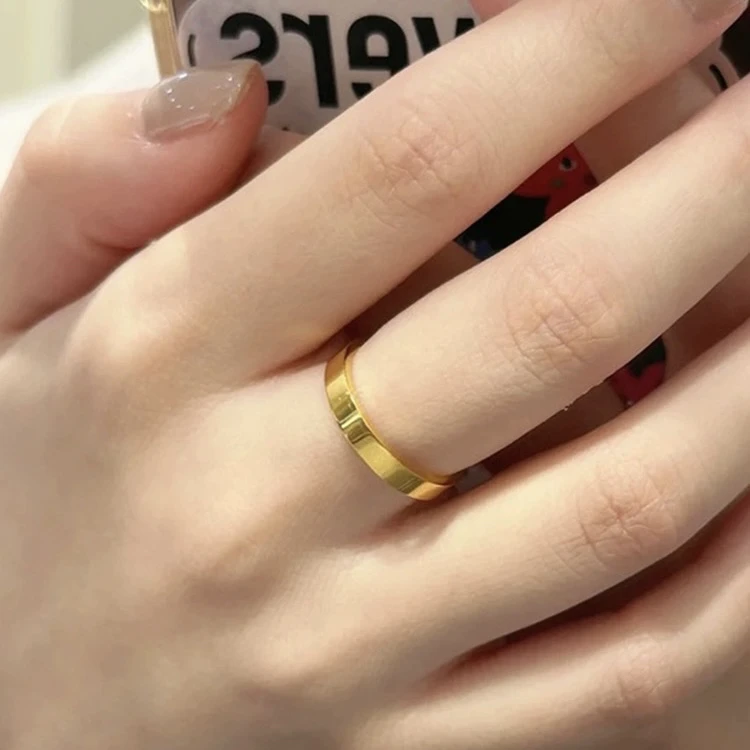 钛钢戒指 简约大气窄版侧面磨砂戒指高级感3mm光面素圈A402