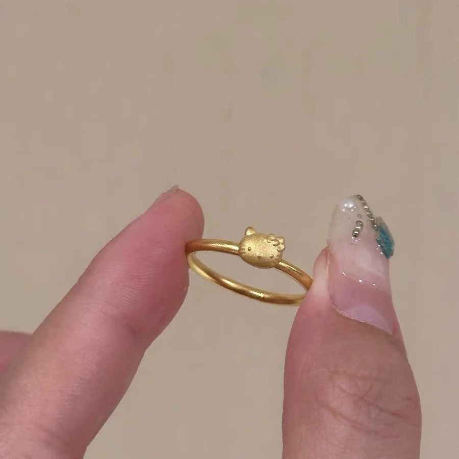 钛钢戒指 不掉色可爱风Kitty猫戒指简约时尚甜美食指戒B136