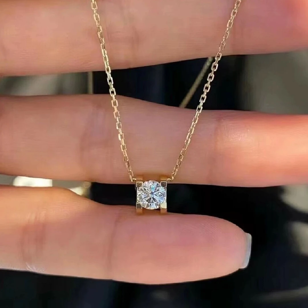 钛钢项链 不掉色轻奢高级感牛头钻项链时尚百搭单钻锁骨链A610