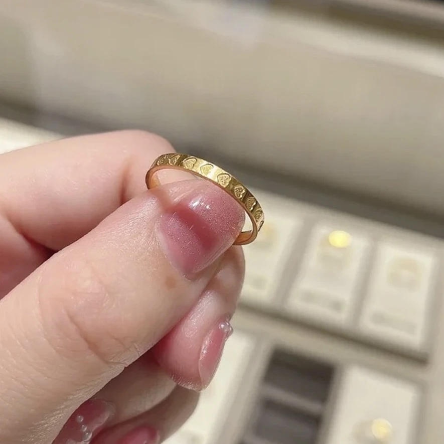 钛钢戒指 小众设计多颗爱心不掉色戒指指环B105