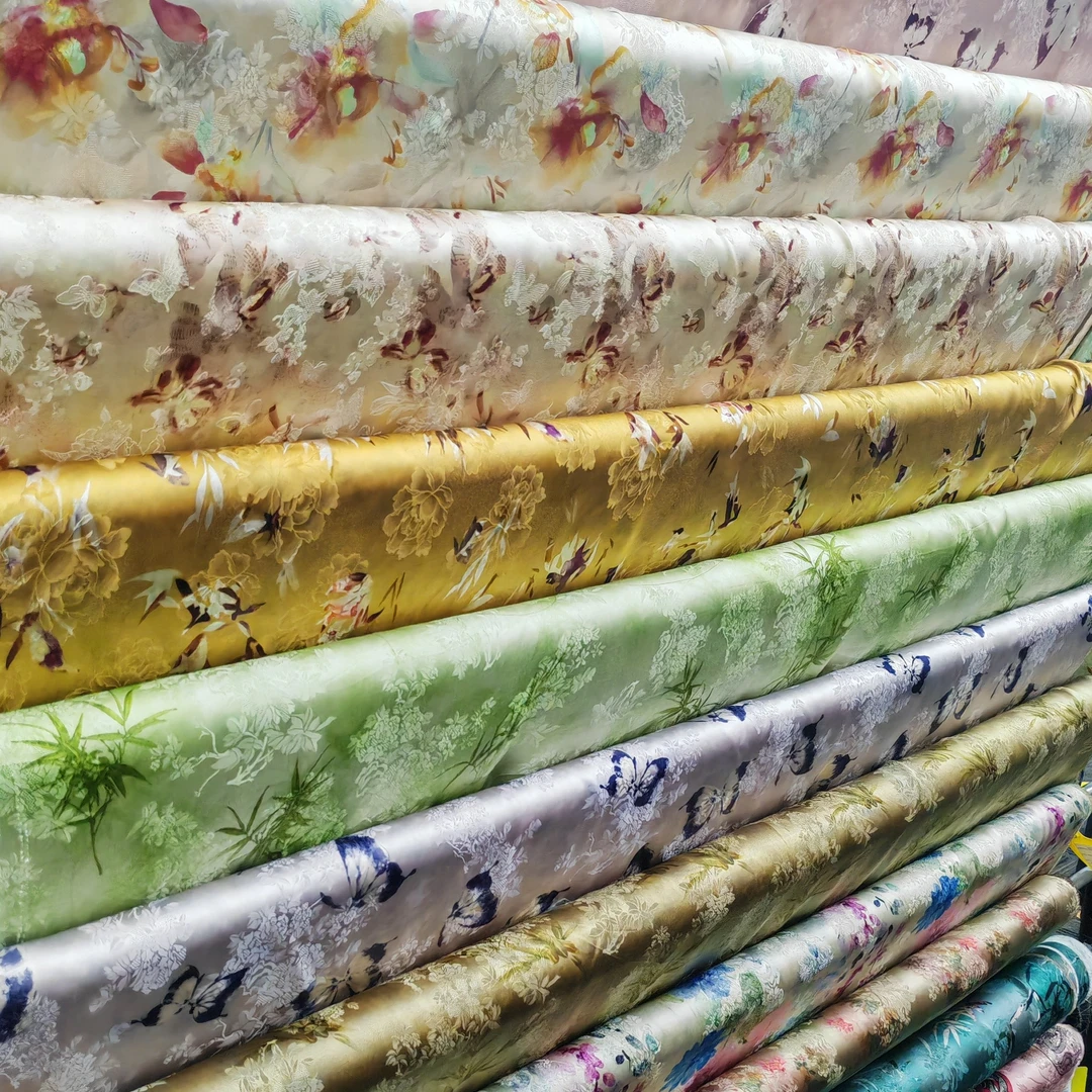 直播间 各种花色新中式旗袍布料新款裙子裤子大衣面料