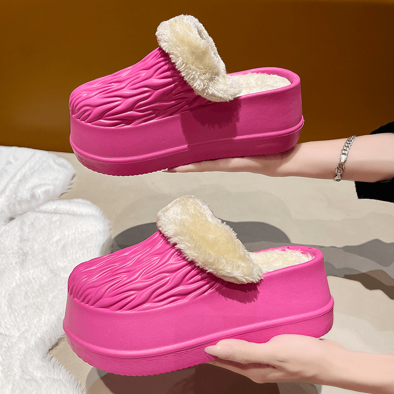 厚底踩屎感棉拖鞋女秋冬季新款室内居家保暖防滑防水外穿毛毛拖鞋