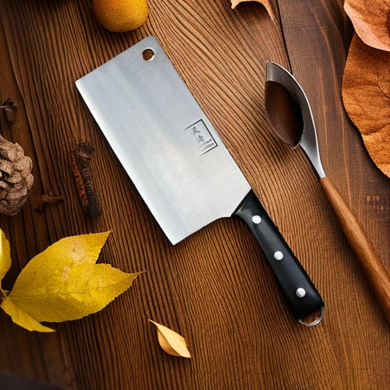 三合钢斩切刀夹钢刀家用厨师锋利锤纹纯手工商用刀具锻打炮弹钢刀