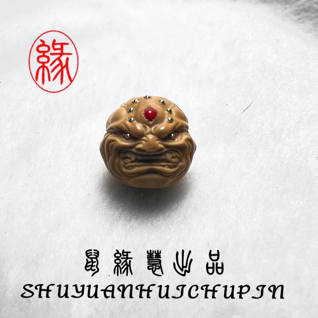 猴头雕刻鸿运当头铜镶嵌15-16