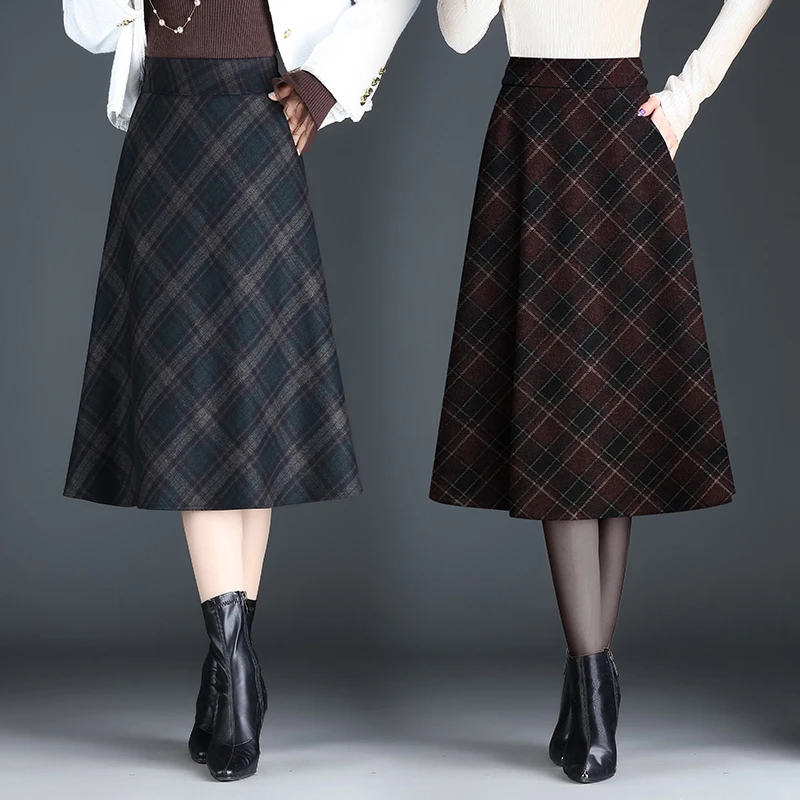 2024秋冬新款半身裙中长款高腰a字百褶裙大码半裙显瘦百搭裙子