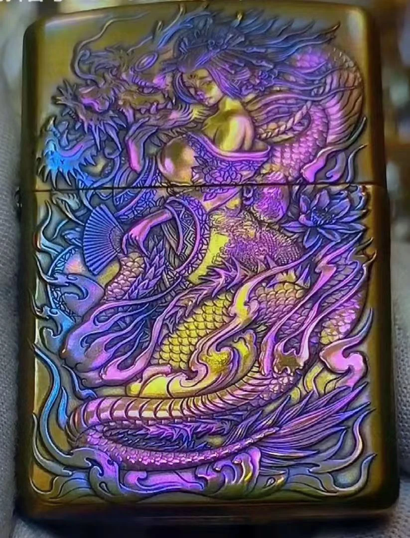 902s盔甲   人中龙凤（龙女凤女）3D浮雕工艺 防风打火机双面立体