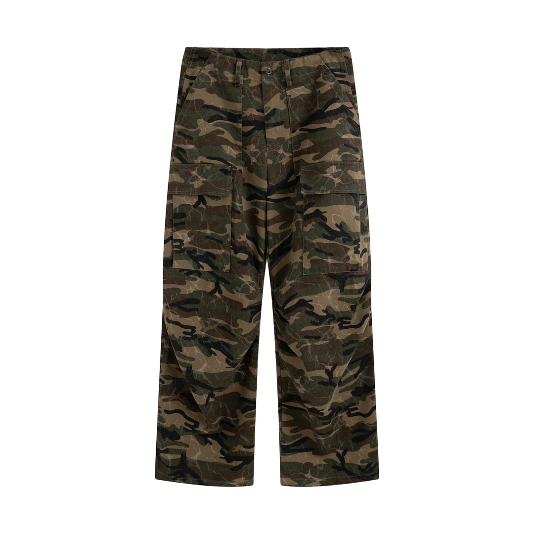 144Hz 潮牌宽松迷彩休闲裤男女百搭简约cleanfit弯刀裤工装裤