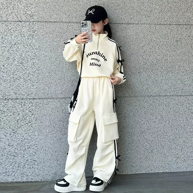 女童秋季运动套装休闲新款儿童时髦洋气中大童春秋卫衣长裤两件套