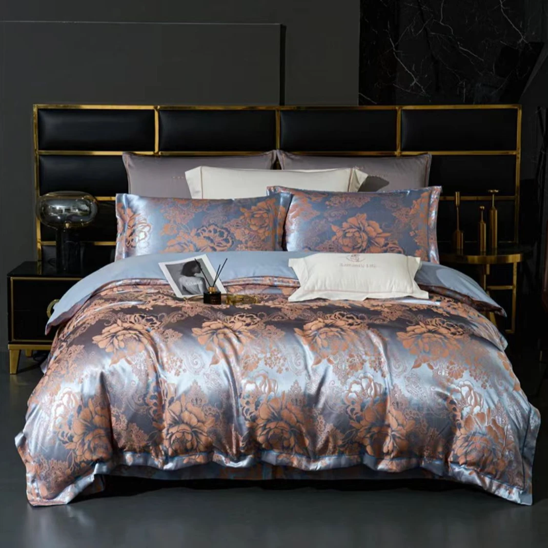 蓝色妖姬-轻奢提花床上四件套春夏秋冬不滑床