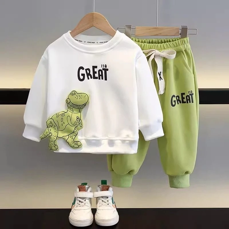 男童卫衣套装2024新款洋气宝宝春秋装衣服潮小儿童韩范酷帅两件套